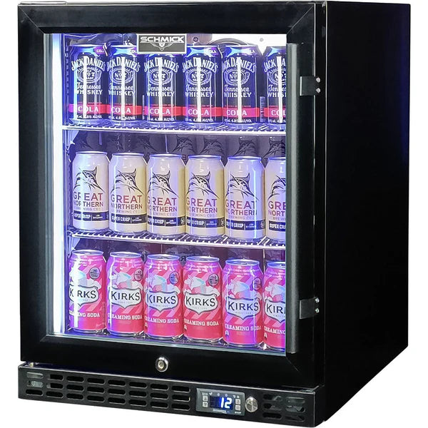 Schmick Quiet Running Front Venting Under Bench Heated Glass Door Bar Fridge - Model SK86L-B-HD