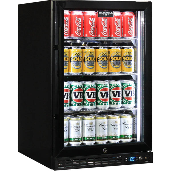 Schmick Quiet Running Front Venting Under Bench Glass Door Bar Fridge - Model SK116R-B